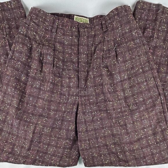 Vtg Esprit Jacket Pants Suit Set Womens L 11/12 Rayon Wool Textured Plaid Y2K - Picture 6 of 10